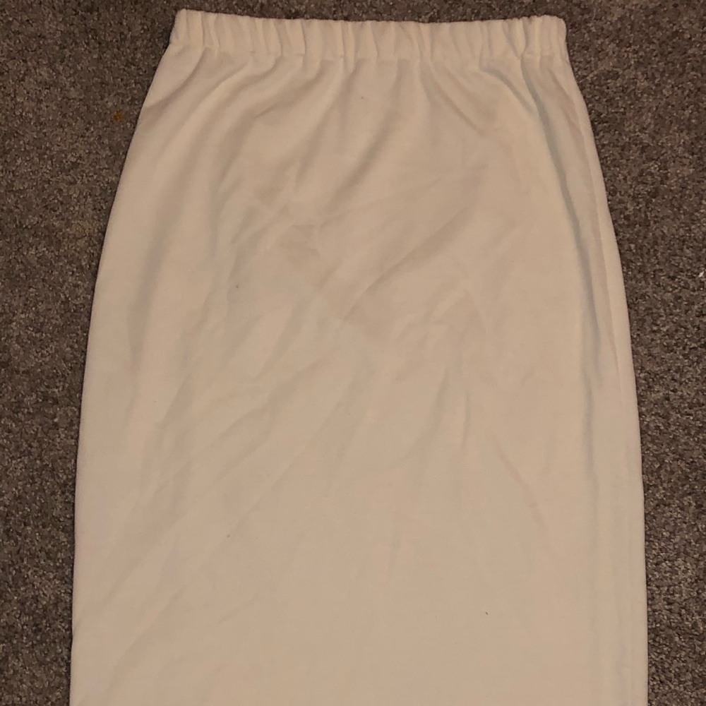 Knee Length White Semi-fitted Skirt